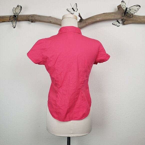 Lacoste pink button up cap sleeve blouse - Picture 5 of 8
